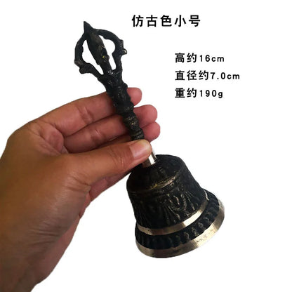 100% Brass Handicraft Large Engraved Hand BellProduces Loud and Clear Sound School Meditation Church Bronze Bell Creative Gift