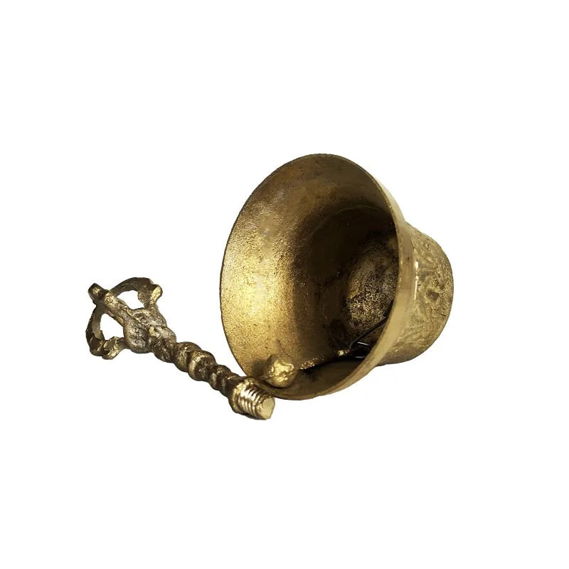 100% Brass Handicraft Large Engraved Hand BellProduces Loud and Clear Sound School Meditation Church Bronze Bell Creative Gift