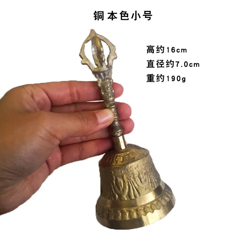 100% Brass Handicraft Large Engraved Hand BellProduces Loud and Clear Sound School Meditation Church Bronze Bell Creative Gift