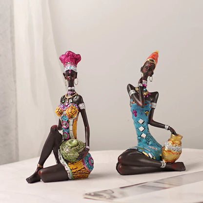DecorBites™ Black Women Resin Art Figures for Home Decor and Statues