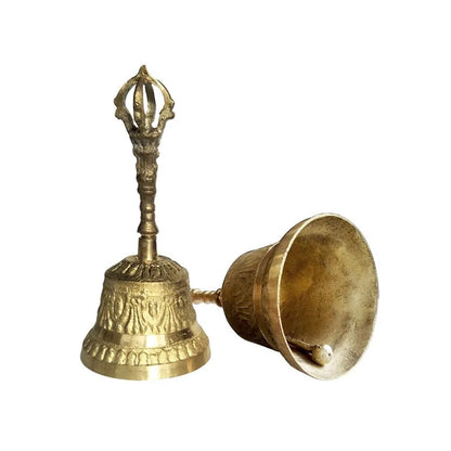 100% Brass Handicraft Large Engraved Hand BellProduces Loud and Clear Sound School Meditation Church Bronze Bell Creative Gift