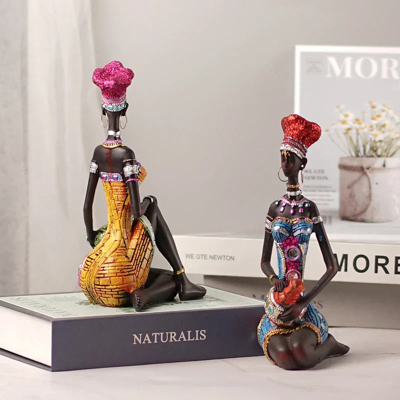 DecorBites™ Black Women Resin Art Figures for Home Decor and Statues
