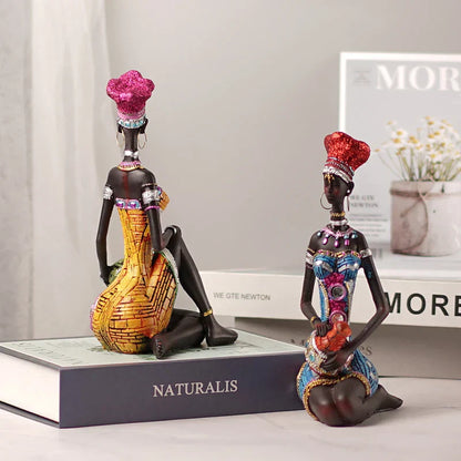 DecorBites™ Black Women Resin Art Figures for Home Decor and Statues