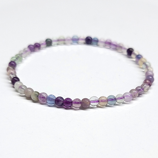 Fluorite Round Bead Bracelet 4mm - Mental Clarity