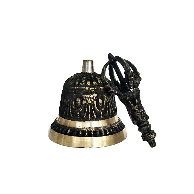 100% Brass Handicraft Large Engraved Hand BellProduces Loud and Clear Sound School Meditation Church Bronze Bell Creative Gift