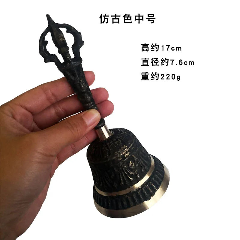 100% Brass Handicraft Large Engraved Hand BellProduces Loud and Clear Sound School Meditation Church Bronze Bell Creative Gift