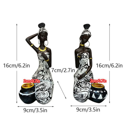 DecorBites™ Black Woman Candlestick: African Exotic Statue for Interior Decor & Desktop Accessories