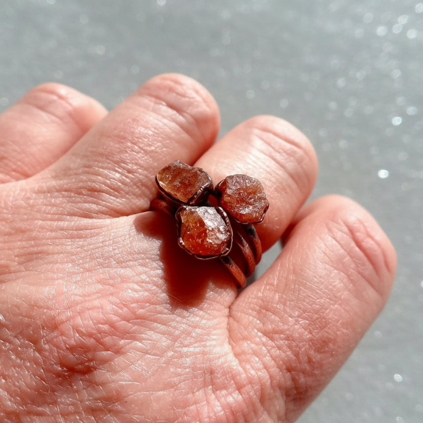 Raw Sunstone Ring — Handcrafted Copper Talisman for Joyful Confidence