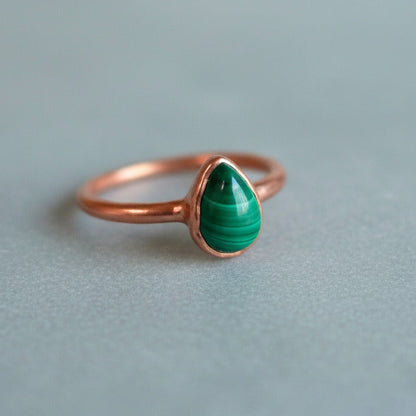 Handcrafted Copper Malachite Ring For Grounding Everyday Personal Rituals
