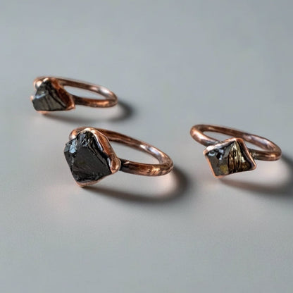 Elite Shungite Ring Handcrafted Copper Talisman For Daily Grounding