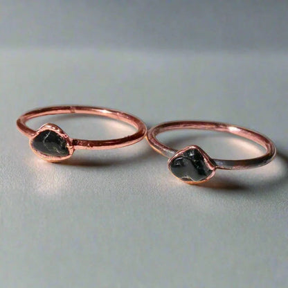 Handcrafted Copper Black Tourmaline Ring For Grounding Protection