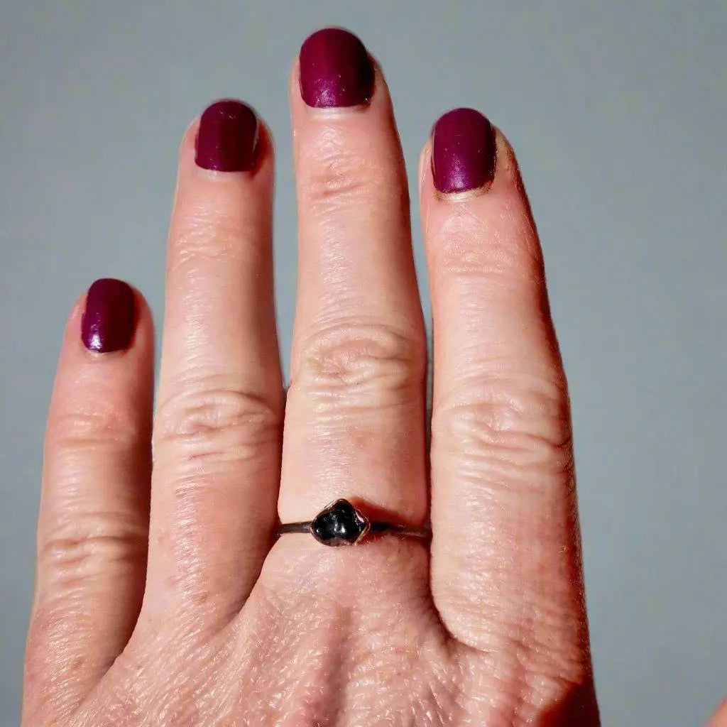 Handcrafted Copper Black Tourmaline Ring For Grounding Protection