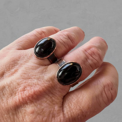Black Onyx Statement Ring — Handcrafted Copper Talisman for Grounded Strength