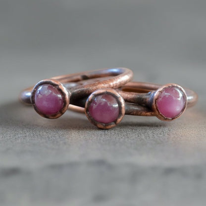 Handcrafted Copper Pink Sapphire Ring For Self Love Everyday Wear