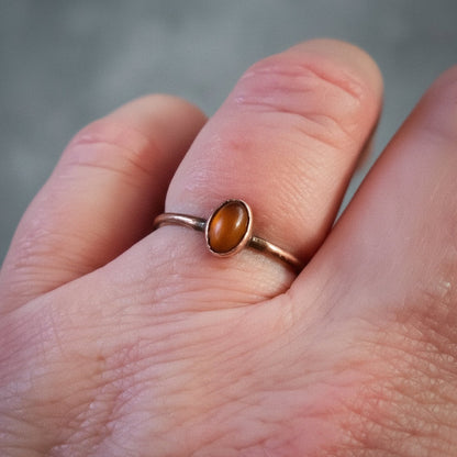 Amber Copper Ring — Handcrafted Crystal Jewelry Talisman for Warmth