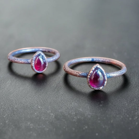 Garnet Ring Handcrafted Copper Talisman For Fiery Vitality