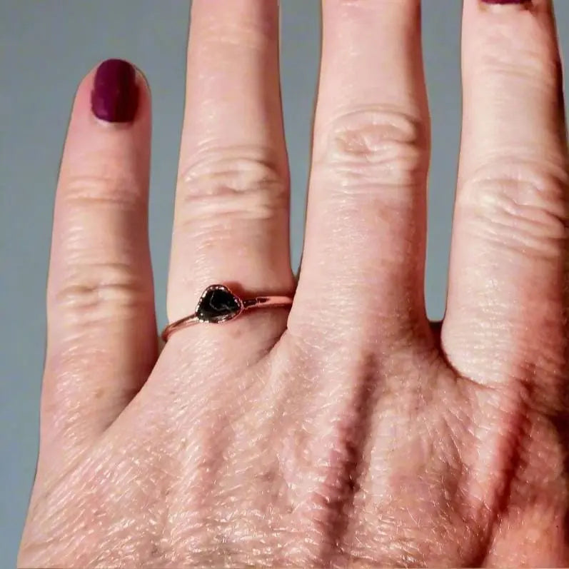 Handcrafted Copper Black Tourmaline Ring For Grounding Protection