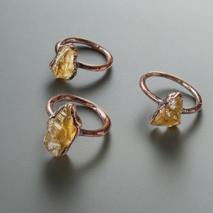 Handcrafted Copper Citrine Ring for Joyful Abundance For Daily Rituals