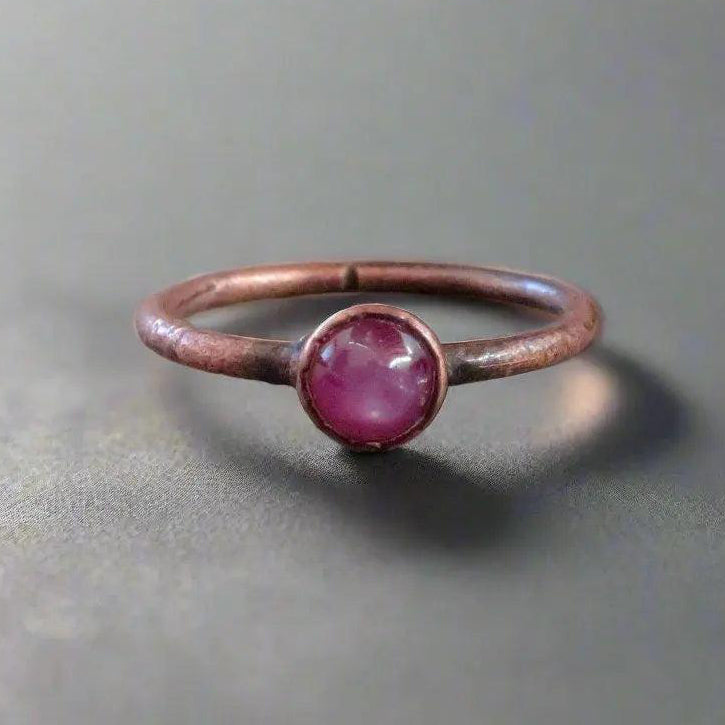 Handcrafted Copper Pink Sapphire Ring For Self Love Everyday Wear