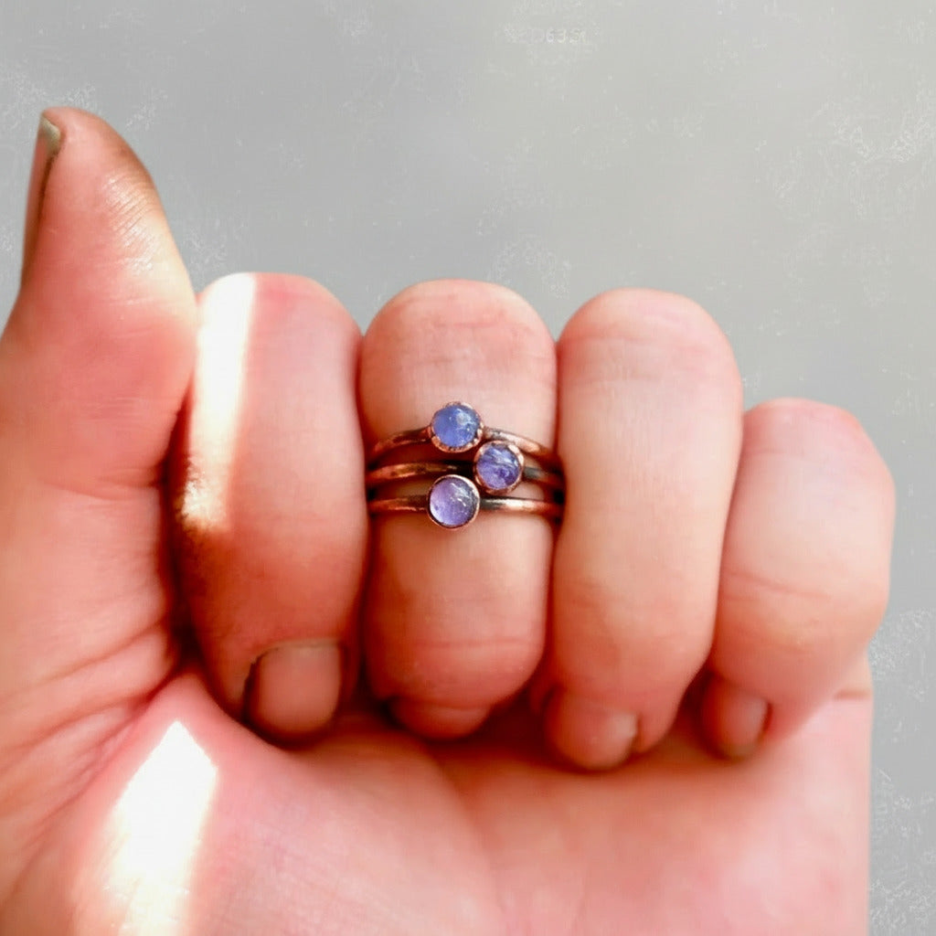 Tanzanite Ring — Handcrafted Copper Talisman for Calm Confidence