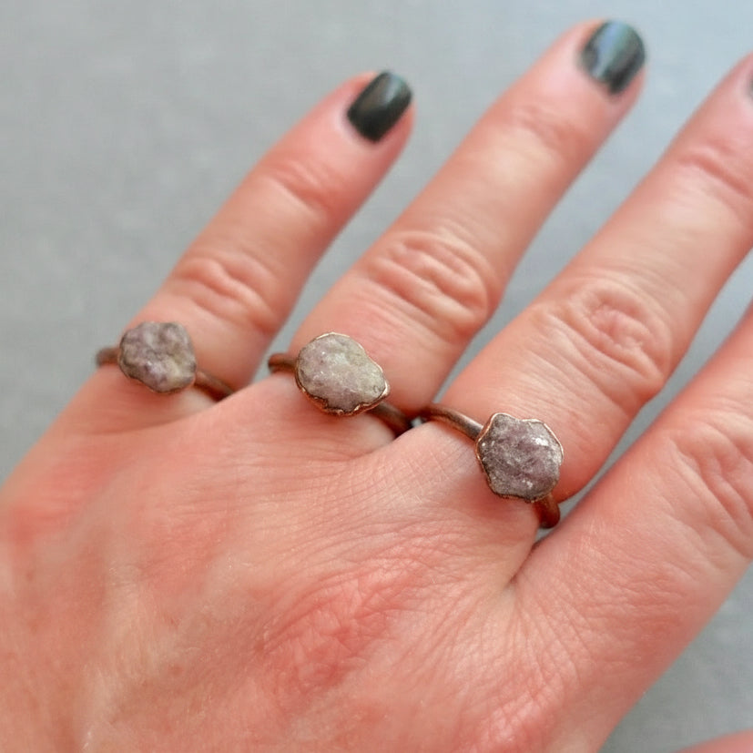 Handcrafted Copper Lepidolite Ring - Everyday Jewelry For Calm