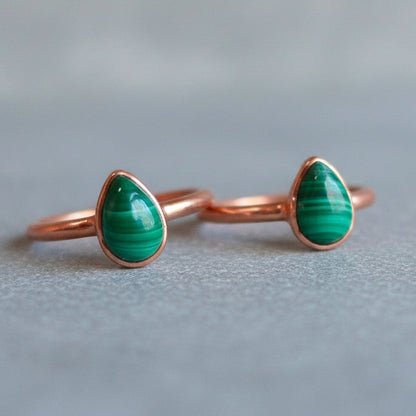 Handcrafted Copper Malachite Ring For Grounding Everyday Personal Rituals