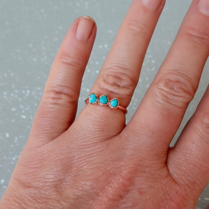 Raw Turquoise Ring — Handcrafted Copper Talisman for Grounding Confidence