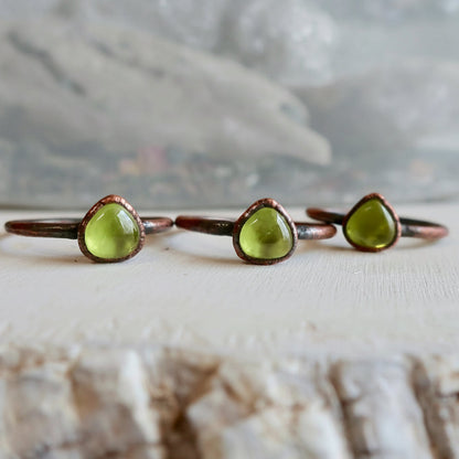 Peridot Ring Handcrafted Copper Talisman For Renewal In Everyday Ritual