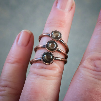 Black Moonstone Ring — Handcrafted Copper Talisman for Inner Intuition