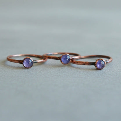 Tanzanite Ring — Handcrafted Copper Talisman for Calm Confidence