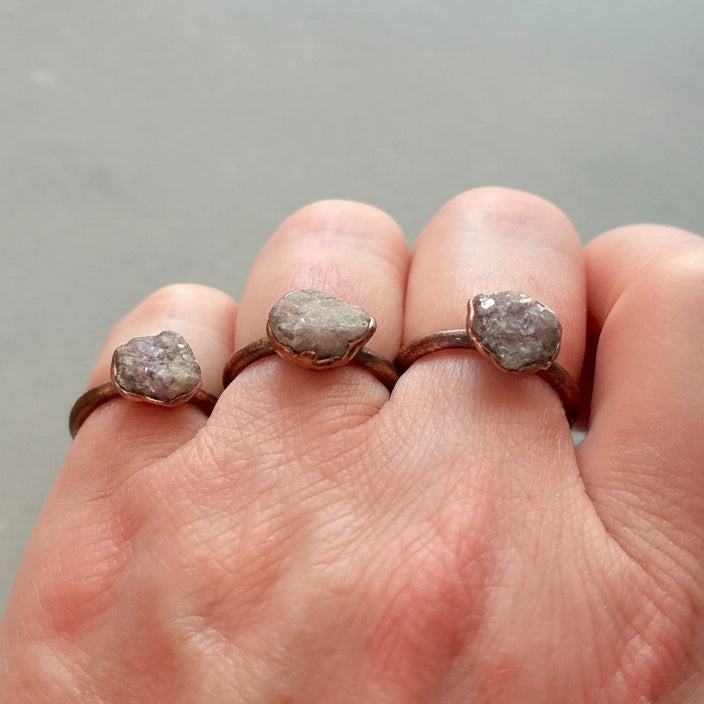 Handcrafted Copper Lepidolite Ring - Everyday Jewelry For Calm