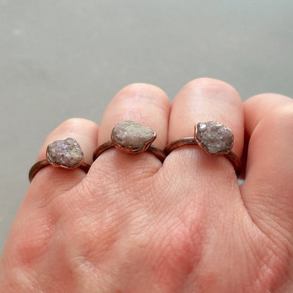 Handcrafted Copper Lepidolite Ring - Everyday Jewelry For Calm