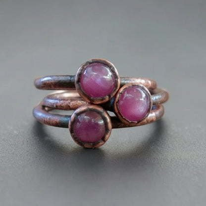 Handcrafted Copper Pink Sapphire Ring For Self Love Everyday Wear