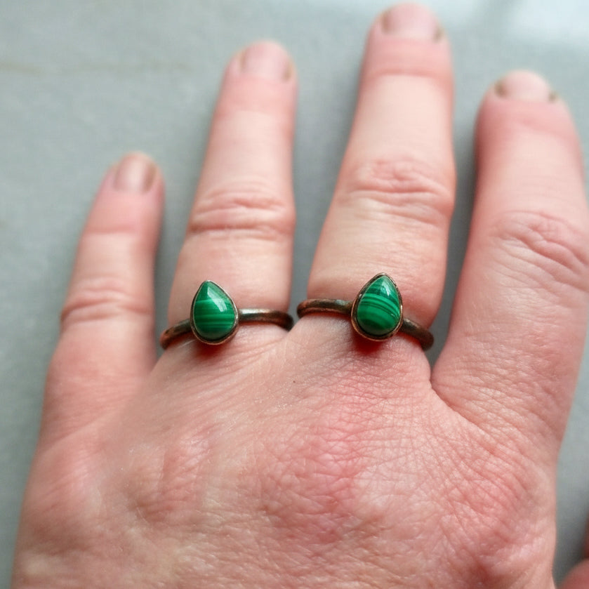 Handcrafted Copper Malachite Ring For Grounding Everyday Personal Rituals