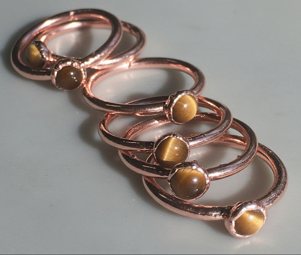Tiger's Eye Ring - Handcrafted Copper Talisman for Courage and Focus