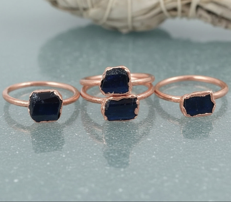 Raw Black Tourmaline Ring - Handcrafted Copper Talisman Grounding Jewelry