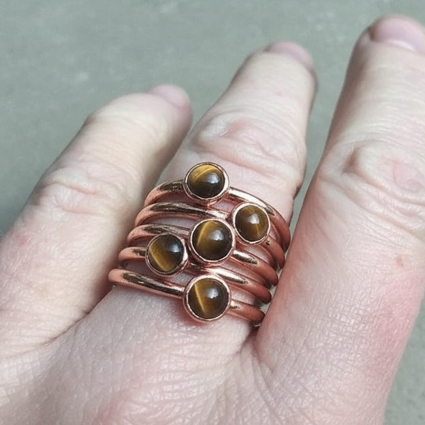 Tiger's Eye Ring - Handcrafted Copper Talisman for Courage and Focus