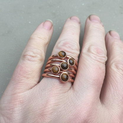 Tiger's Eye Ring - Handcrafted Copper Talisman for Courage and Focus