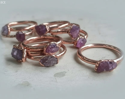 Pink Tourmaline Ring - Handcrafted Copper Talisman for Calming Radiance