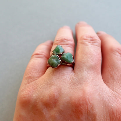 Raw Emerald Ring — Handcrafted Copper Talisman For Heart Healing Purposes