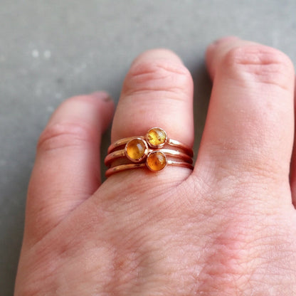 Handcrafted Copper Amber Ring For Grounded Confidence In Daily Ritual