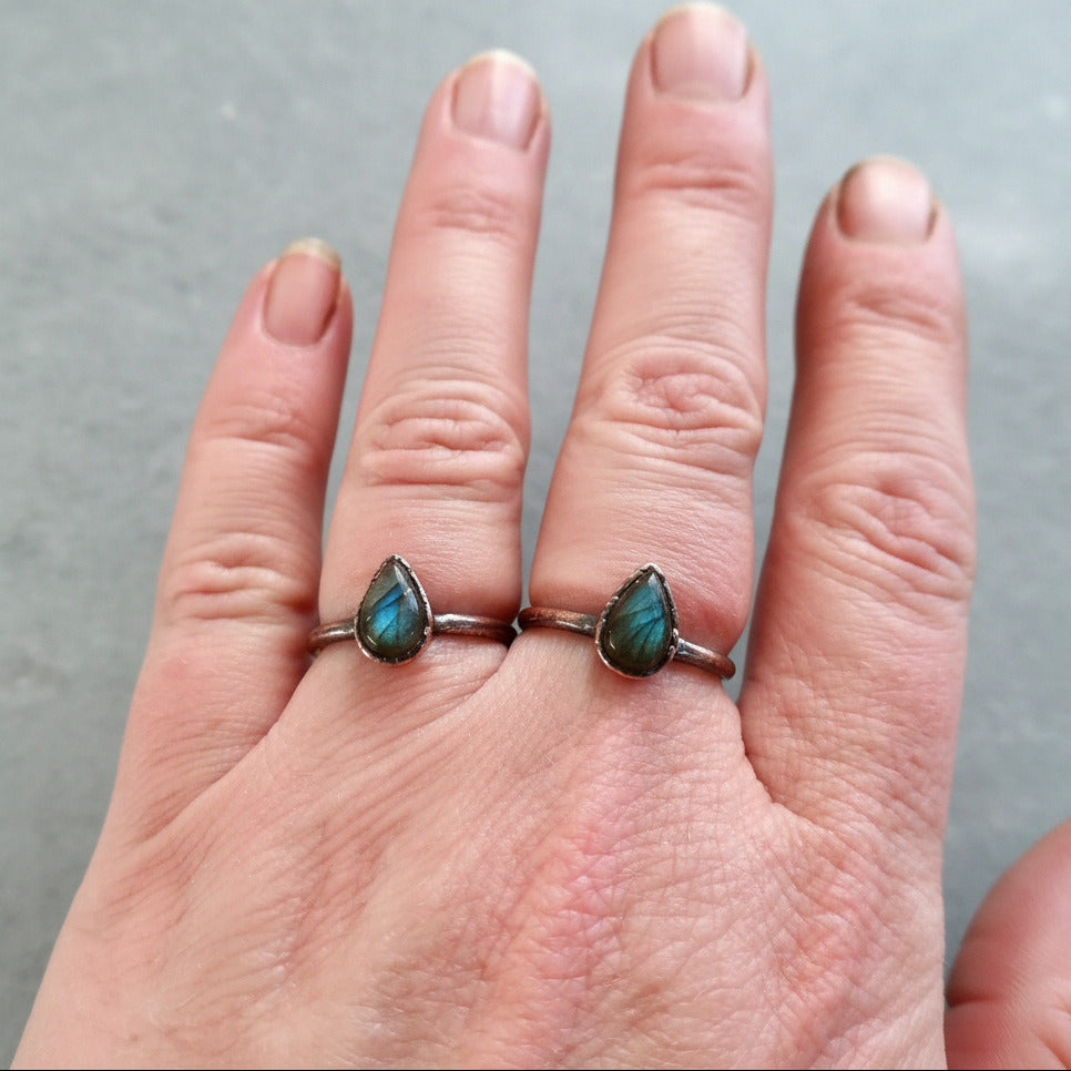 Labradorite Ring - Handcrafted Copper Talisman for Inner Clarity