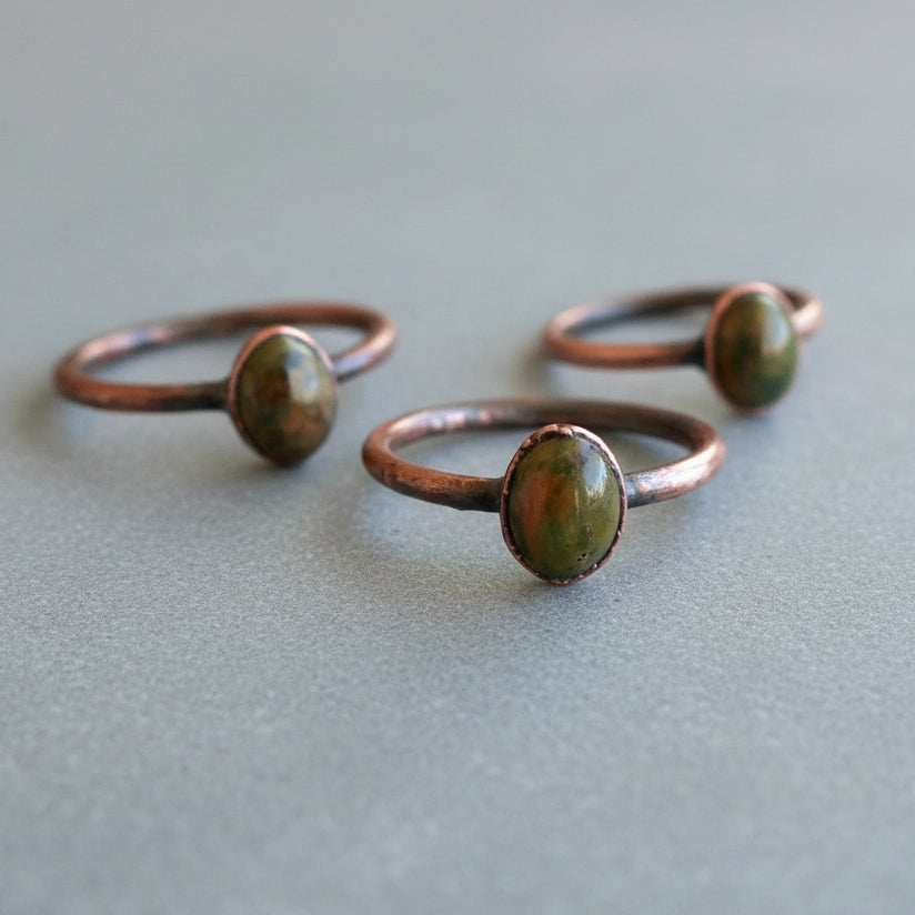 Unakite Copper Ring — Handcrafted Talisman for Grounding in Daily Ritual