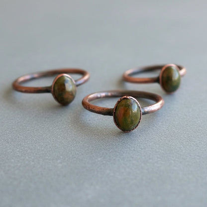 Unakite Copper Ring — Handcrafted Talisman for Grounding in Daily Ritual