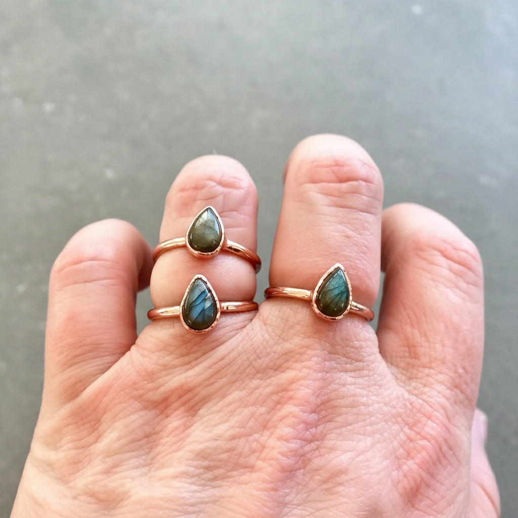 Labradorite Ring - Handcrafted Copper Talisman for Inner Clarity