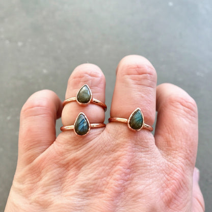 Labradorite Ring - Handcrafted Copper Talisman for Inner Clarity