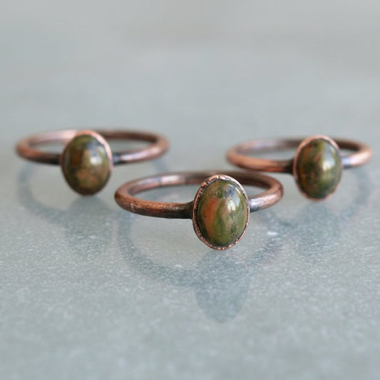 Unakite Copper Ring — Handcrafted Talisman for Grounding in Daily Ritual