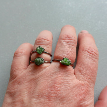 Handcrafted Copper Chrome Diopside Ring Crystal For Grounded Healing