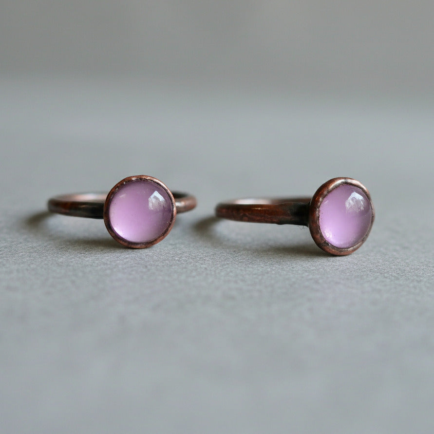Lavender Amethyst Ring - Handcrafted Copper Talisman for Calm Daily Ritual