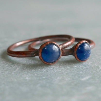Blue Sapphire Ring — Handcrafted Copper Talisman for Calm and Clarity